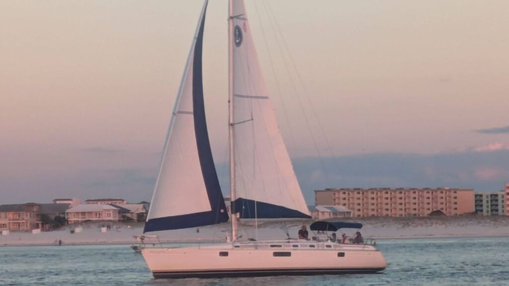 Scenic Emerald Coast view from a private sailing charter in Destin, Florida.